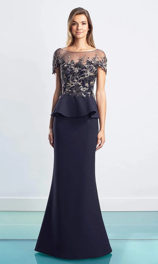 Alexander By Daymor - 1459 Embroidered Peplum Long Gown 6 Alexander By Daymor - 1459 Embroidered Peplum Long Gown