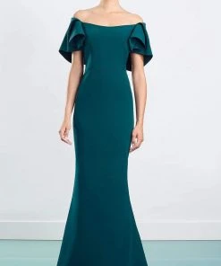 Alexander By Daymor - 1464 Ruffled Off Shoulder Trumpet Dress