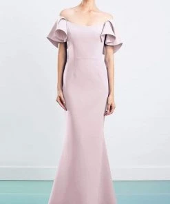 Alexander By Daymor - 1464 Ruffled Off Shoulder Trumpet Dress