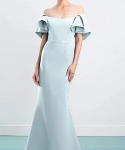 Alexander By Daymor - 1464 Ruffled Off Shoulder Trumpet Dress