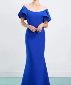 Alexander By Daymor - 1464 Ruffled Off Shoulder Trumpet Dress