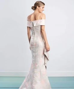 Alexander By Daymor - 1467 Off Shoulder Glittered Floral Gown