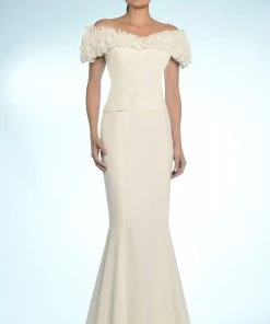 Alexander By Daymor - 2003 Rosette Ruffles Off Shoulder Evening Gown