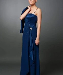 Alexander By Daymor - 2006 Brooch Accent Sleeveless Long Gown With Bolero