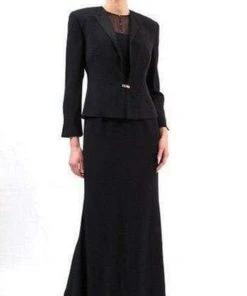 Alexander By Daymor - 2105 Classy Beaded Sheer Yoke Sheath Gown With Jacket