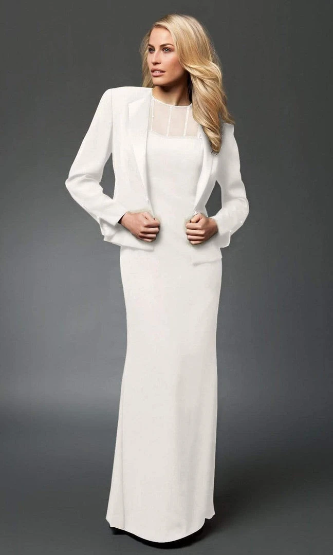 Alexander By Daymor - 2105 Classy Beaded Sheer Yoke Sheath Gown With Jacket 4 Alexander By Daymor - 2105 Classy Beaded Sheer Yoke Sheath Gown With Jacket