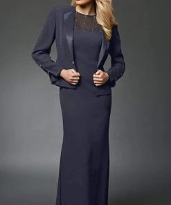 Alexander By Daymor - 2105 Classy Beaded Sheer Yoke Sheath Gown With Jacket 13 Alexander By Daymor - 2105 Classy Beaded Sheer Yoke Sheath Gown With Jacket