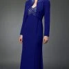 Alexander By Daymor - 3112 Beaded V-neck Dress With Long Sleeve Bolero
