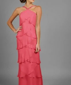 Alexander By Daymor - 3451 Beaded Halter Layered Sheath Evening Dress