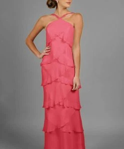 Alexander By Daymor - 3451 Beaded Halter Tiered Sheath Evening Dress