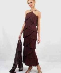 Alexander By Daymor - 3451 Embellished Halter Layered Sheath Evening Dress