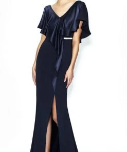 Alexander By Daymor - 559 Cape V-Neck Sheath Gown