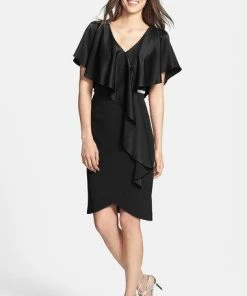 Alexander By Daymor - 609 Drape Short Sleeve V Neckline Cocktail Dress