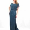 Alexander By Daymor - 665 Beaded Scoop Neck Blouson Long Dress