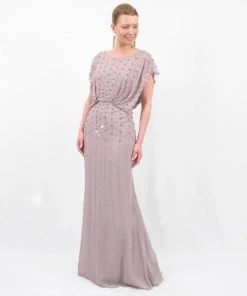 Alexander By Daymor - 665 Beaded Scoop Neck Blouson Long Dress