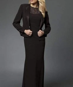 Alexander By Daymor - 702105 Classy Sheer Beaded Sheath Dress With Jacket