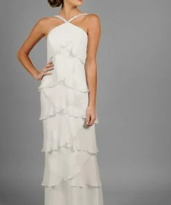 Alexander By Daymor - 703451 Beaded Straps Tiered Halter Evening Dress