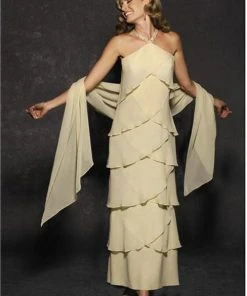 Alexander By Daymor - 703451 Halter Jeweled Straps Tiered Evening Dress