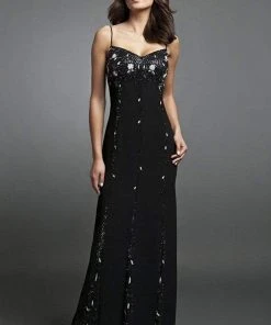 Alexander By Daymor - 7132 Embellished Stripes Sheath Dress