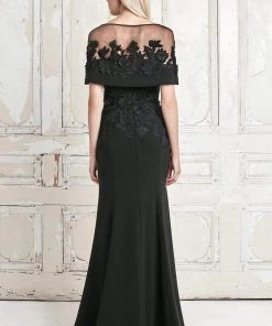 Alexander By Daymor - 776 Floral Applique Sweetheart Sheath Dress With Cape