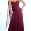 Alexander By Daymor 811 Ruched Strapless Floral Long Gown - 1 Pc In Cranberry Size 12 Available
