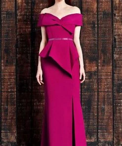 Alexander By Daymor - 850 Bow Accent Off Shoulder Evening Dress