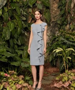 Alexander By Daymor - 958 Knee Length Cap Sleeve Beaded Cascade Dress