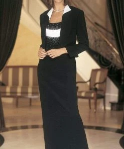 Alexander By Daymor - Beaded Scoop Neck Column Dress 6121