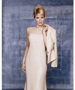 Alexander By Daymor Classy Sheer Beaded Sheath Dress With Jacket 702105