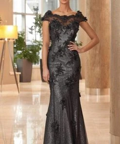 Alexander By Daymor - Embellished Bateau Trumpet Gown 1061