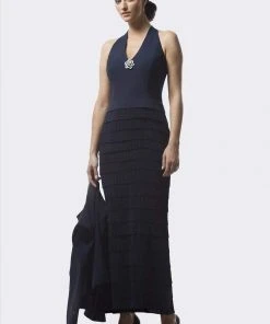 Alexander By Daymor - Halter Fitted Brooch Dress 702053