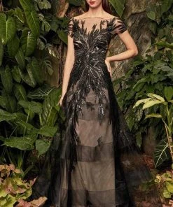 Alexander By Daymor - Illusion Sequin-Ornate Embroidered Gown 961