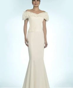 Alexander By Daymor - Ruffled Off Shoulder Mermaid Gown 702003