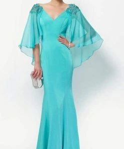 Alyce Paris - 27170 Beaded V-Neck Gown With Sheer Capelet