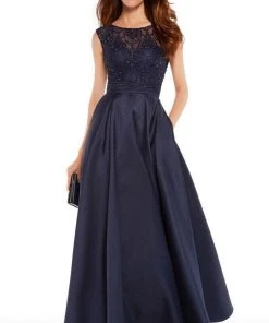 Alyce Paris - 27243 Cap Sleeve Lace Bateau Mikado Evening Gown