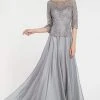 Alyce Paris - 27251 Quarter Sleeve Lace Peplum Evening Gown