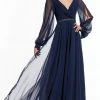 Alyce Paris - 27295 Split Bishop Sleeve Surplice Chiffon Gown