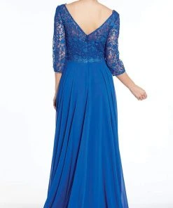 Alyce Paris - 27312 Quarter Sleeve Lace Bodice A-Line Gown