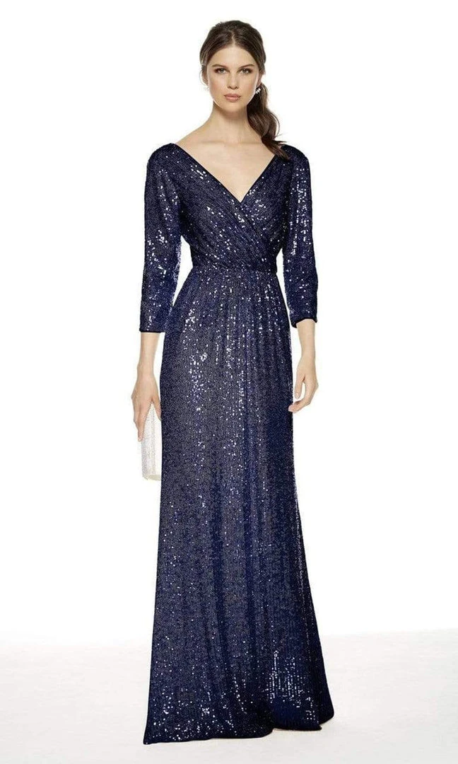 Alyce Paris - 27358 Three-Fourth Sequined All Over Column Dress 5 Alyce Paris - 27358 Three-Fourth Sequined All Over Column Dress