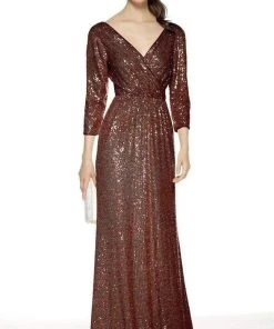 Alyce Paris - 27358 Three-Fourth Sequined All Over Column Dress 9 Alyce Paris - 27358 Three-Fourth Sequined All Over Column Dress