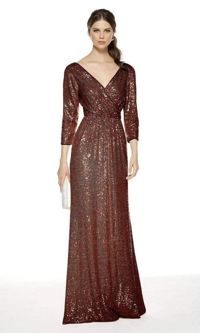 Alyce Paris - 27358 Three-Fourth Sequined All Over Column Dress 6 Alyce Paris - 27358 Three-Fourth Sequined All Over Column Dress