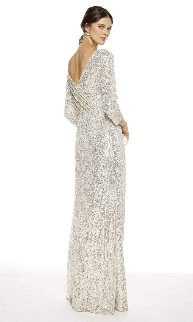 Alyce Paris - 27358 Three-Fourth Sequined All Over Column Dress 4 Alyce Paris - 27358 Three-Fourth Sequined All Over Column Dress