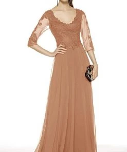 Alyce Paris - 27385 Lace Embroidered Scoop A-Line Dress