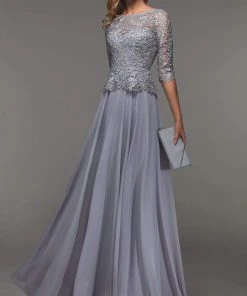 Alyce Paris - 27470 Bateau Appliqued A-Line Evening Dress