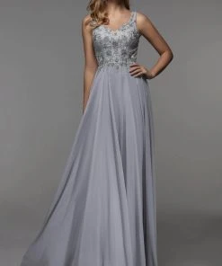 Alyce Paris 27473 - Embroidered Sleeveless V-neck Formal Dress
