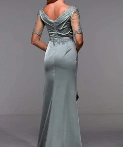 Alyce Paris - 27476 Appliqued Drape-Ornate Cascade Sheath Dress