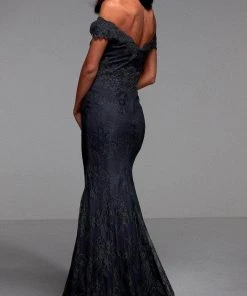 Alyce Paris 27484 - Off-Shoulder Laced Evening Gown