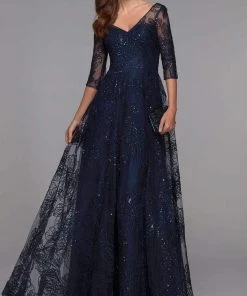 Alyce Paris - 27494 Quarter Sleeve A-Line Evening Dress