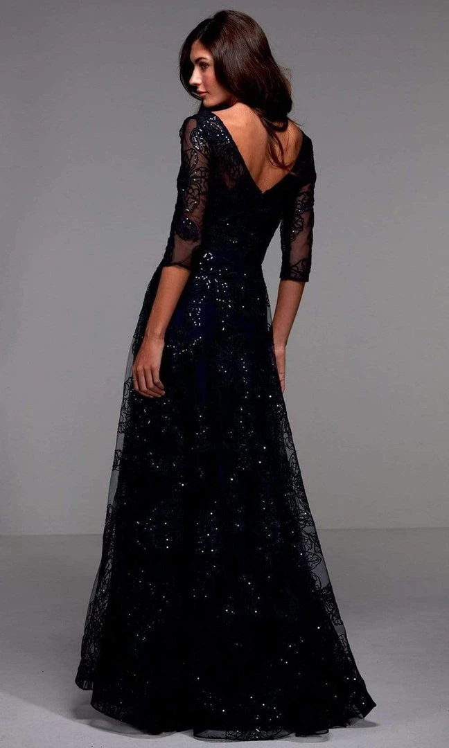 Alyce Paris - 27494 Quarter Sleeve A-Line Evening Dress 4 Alyce Paris - 27494 Quarter Sleeve A-Line Evening Dress