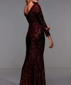 Alyce Paris - 27522 Glitter V Neck Trumpet Evening Dress